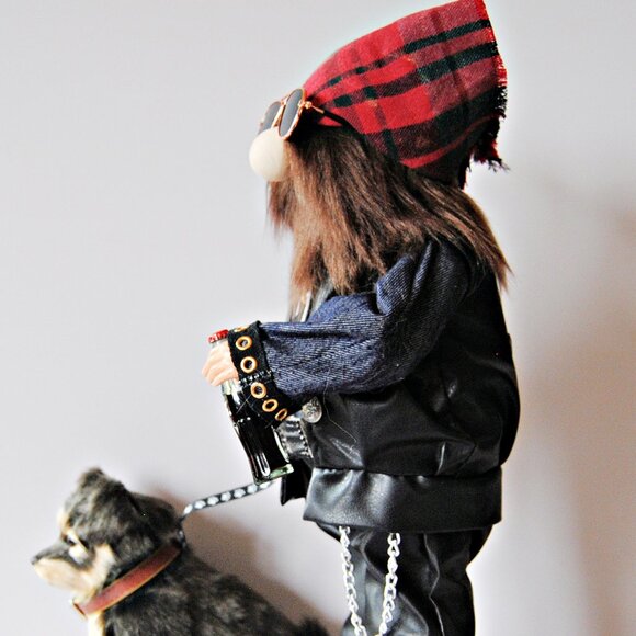 Outdoors Biker Motorcycle Gnome with Dog – Removable Accessories - Picture 2 of 6